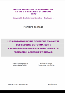 L’élaboration d’une démarche d’analyse des besoins de formation : cas des responsables de dispositifs de formations agricole et rurale