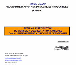 Appui à l’Introduction du conseil à l’exploitation familiale dans l’enseignement agricole professionnel