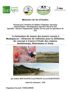 La formation de masse des jeunes ruraux à Madagascar : éléments de réflexion pour la définition du concept à travers l’étude des régions Analamanga, Atsinanana et Itasy