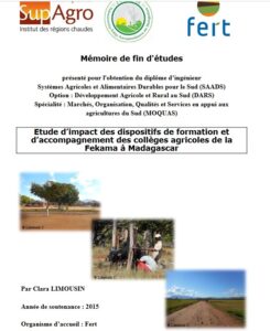 Etude d’impact des dispositifs de formation et d’accompagnement des collèges agricoles de la Fekama à Madagascar