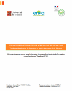 Formation professionnelle agricole au Burkina Faso : un dispositif endogène de formation au profit des acteurs de la filière riz