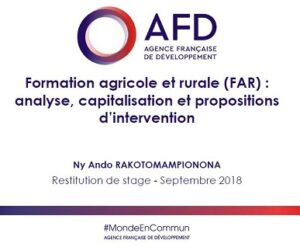 Formation agricole et rurale (FAR) : analyse, capitalisation et propositions d’intervention