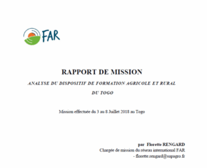Rapport de mission – Analyse du dispositif de formation agricole et rural du Togo