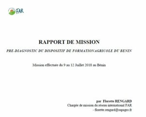 Rapport de mission – Pré-diagnostic du dispositif de formation agricole du Bénin
