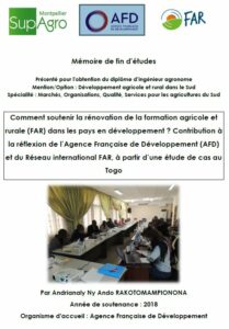 Comment soutenir la rénovation de la formation agricole et rurale (FAR) dans les pays en développement ? Contribution à la réflexion de l’Agence Française de Développement (AFD) et du Réseau international FAR, à partir d’une étude de cas au Togo