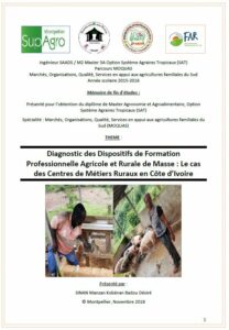Diagnostic des Dispositifs de Formation Professionnelle Agricole et Rurale de Masse : Le cas des Centres de Métiers Ruraux en Côte d’Ivoire