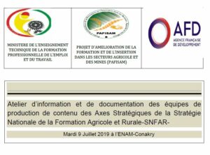 Atelier d’information et de documentation des équipes de production de contenus des Axes Stratégiques de la Stratégie Nationale de la Formation Agricole et Rurale-SNFAR