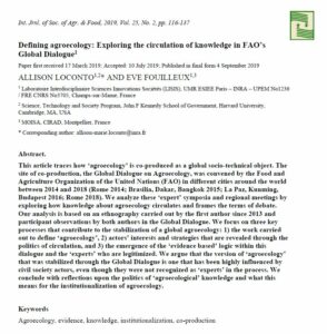 Defining agroecology: Exploring the circulation of knowledge in FAO’s Global Dialogue