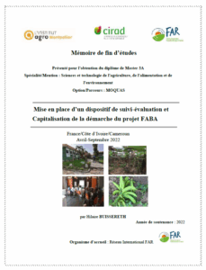 Projet FABA / Mise en place d’un dispositif de suivi-évaluation et capitalisation de la démarche du projet