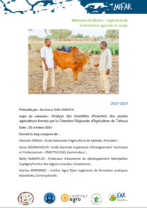 Niger / Analyse des modalités d’insertion des jeunes agriculteurs formés par la Chambre Régionale d’Agriculture de Tahoua