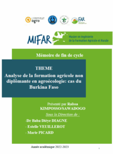 Burkina Faso / Analyse de la formation agricole non diplômante en agroécologie: cas du Burkina Faso