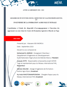 Togo / Analyse des dispositifs d’accompagnement à l’insertion et à l’installation des apprenants en cours dans les CFAR