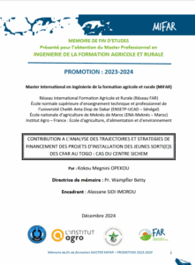 Contribution à l’analyse des trajectoires et stratégies de financement des projets d’installation des jeunes sorti(e)s des CFAR au Togo : cas du centre SICHEM