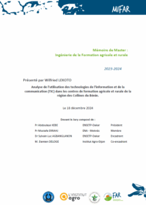 Analyse de l’utilisation des technologies de l’information et de la communication (TIC) dans les centres de formation agricole et rurale de la région des Collines du Bénin