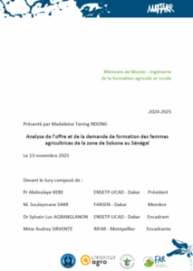 Analyse de l’offre et de la demande de formation des femmes agricultrices de la zone de Sokone au Sénégal