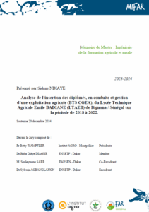 Analyse de l’insertion des diplômés en conduite et gestion d’une exploitation agricole (BTS CGEA) du Lycée Technique Agricole de Bignona de 2018 à 2022.