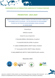 Analyse du dispositif d’appui-conseil aux exploitations familiales paysannes (EFP) d’éleveurs&nbsp;: cas du dispositif du programme d’appui au secteur du développement rural (PASDeR) au nord-Bénin
