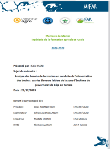 Analyse des besoins de formation en conduite de l’alimentation des bovins&nbsp;: cas des éleveurs laitiers de la zone d&rsquo;Enchima du gouvernorat de Béja en Tunisie